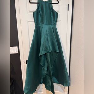 Lulu's Dark Green Satin Dress